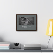 Load image into Gallery viewer, Puppy Love - black &amp; white Framed wall canvas
