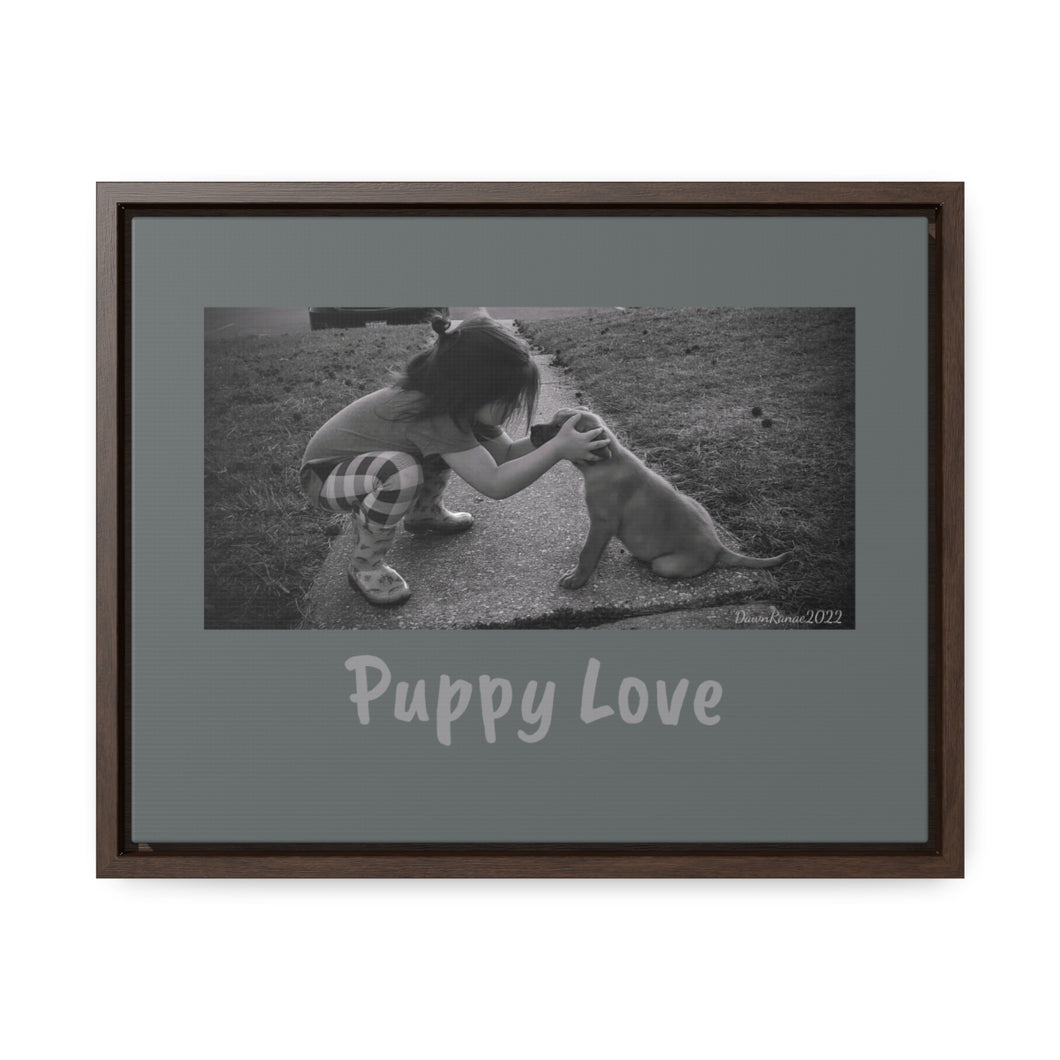 Puppy Love - black & white Framed wall canvas